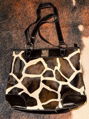 Dooney & Bourke Brown and Cream Giraffe-Print Tote